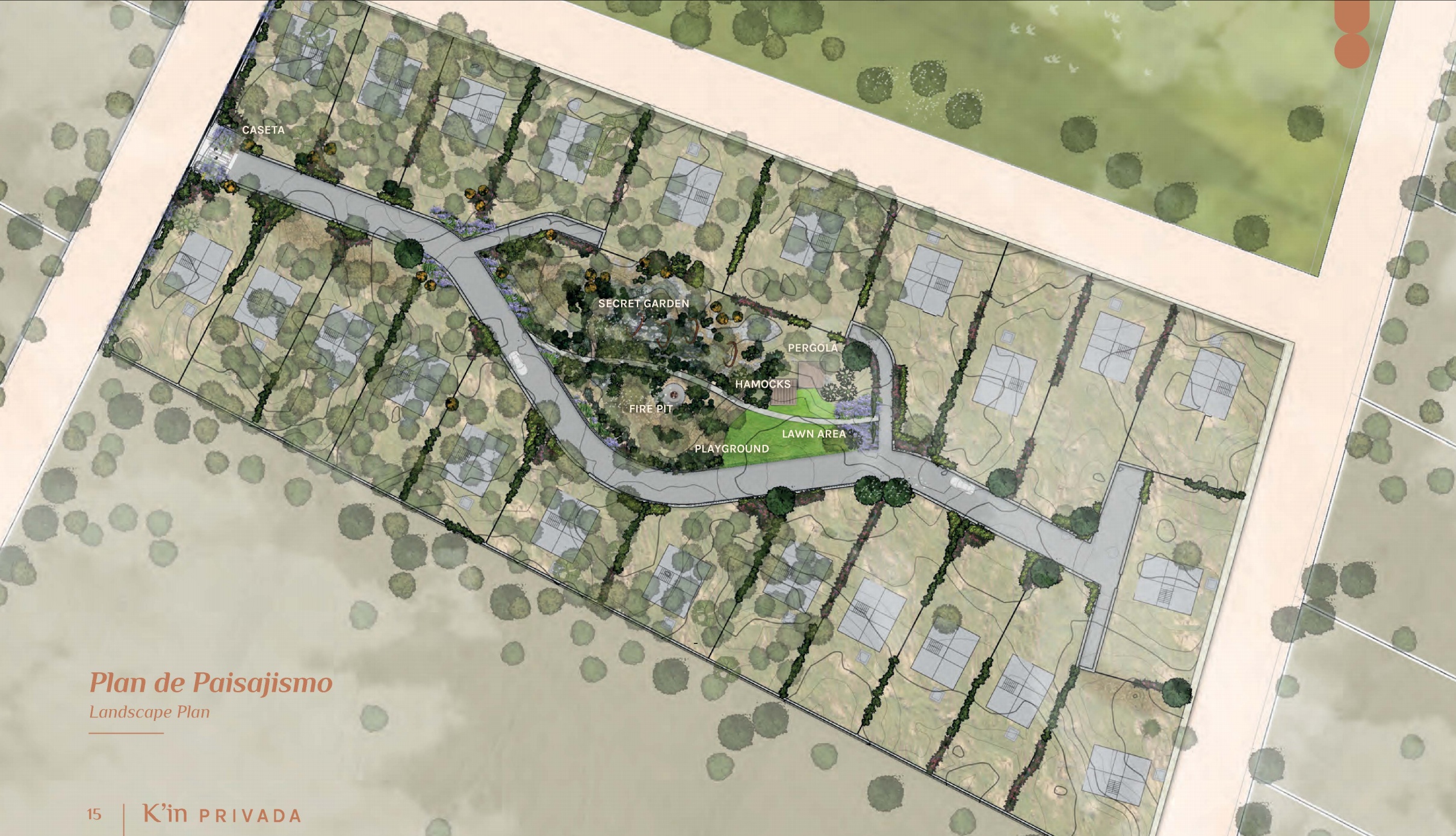 K'in Privada — landscape plan of the 22-lot community layout